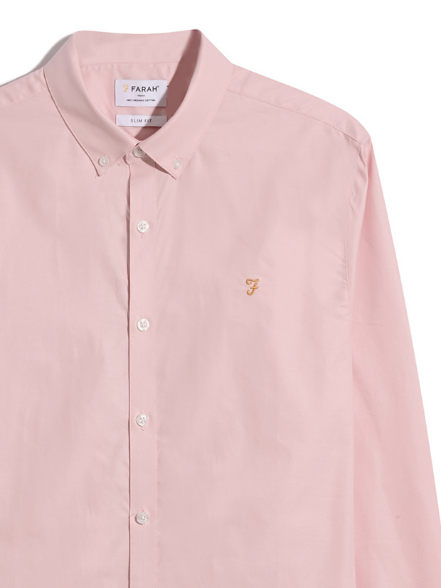 Brewer Slim Fit Organic Cotton Long Sleeve Shirt In Powder Pink