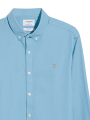 Brewer Slim Fit Organic Cotton Long Sleeve Shirt In Arctic Blue