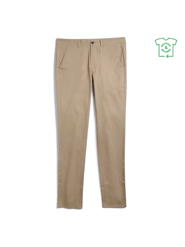Endmore Skinny Fit Organic Cotton Twill Chinos In Beige