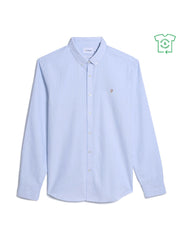 Brewer Slim Fit Striped Organic Cotton Oxford Shirt In Sky Blue