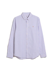 Brewer Casual Fit Stripe Long Sleeve Shirt In Powder Pink