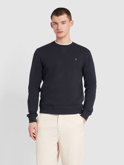 Tim Organic Cotton Crew Neck Sweatshirt In True Navy