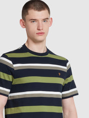 Caspar Regular Fit Stripe T-Shirt In True Navy