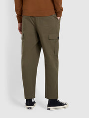 Hawtin Relaxed Fit Twill Cargo Trousers In Olive Green