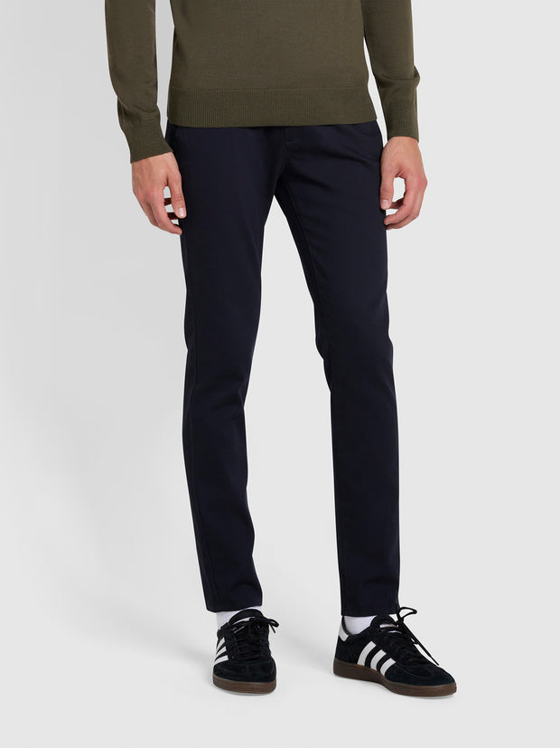 Endmore Skinny Fit Organic Cotton Twill Chinos In True Navy