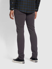 Drake Skinny Fit Cotton Twill Trousers In Charcoal