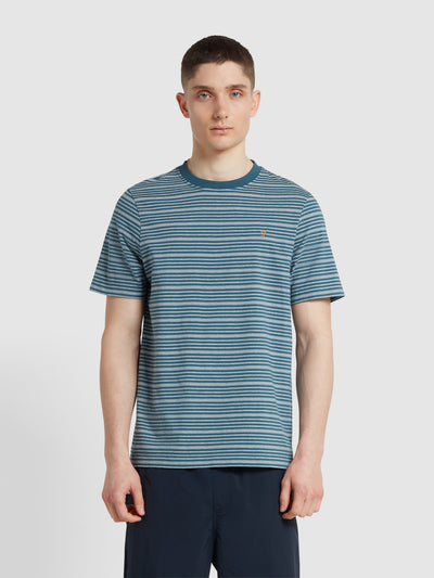 Davis Regular Fit Stripe Print T-Shirt In Croft Green