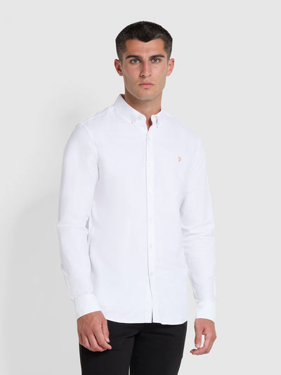 Brewer Slim Fit Organic Cotton Oxford Shirt In White