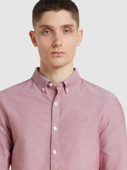 Brewer Slim Fit Organic Cotton Long Sleeve Shirt In Clay Red
