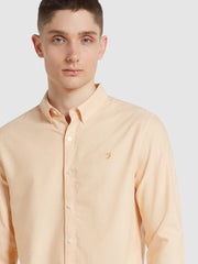 Brewer Slim Fit Organic Cotton Long Sleeve Shirt In Bleached Yellow