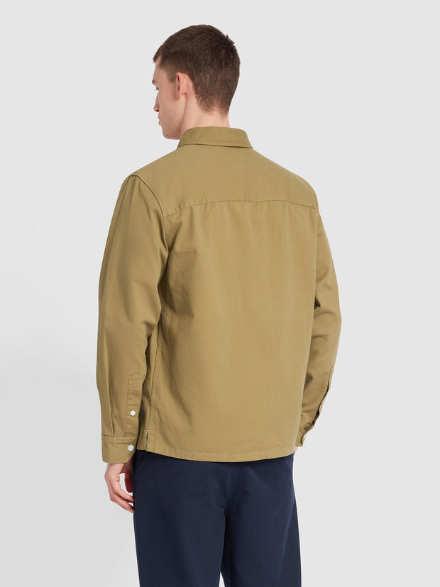 Leon Relaxed Fit Overshirt In True Khaki