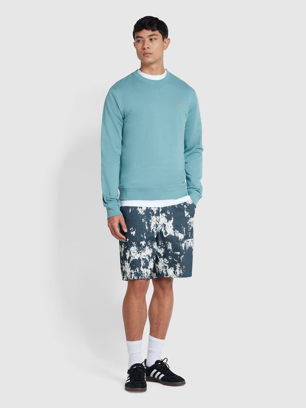 Sepel Patch Print Twill Shorts In True Navy