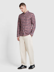 Fraser Slim Fit Check Long Sleeve Shirt In Clay Red