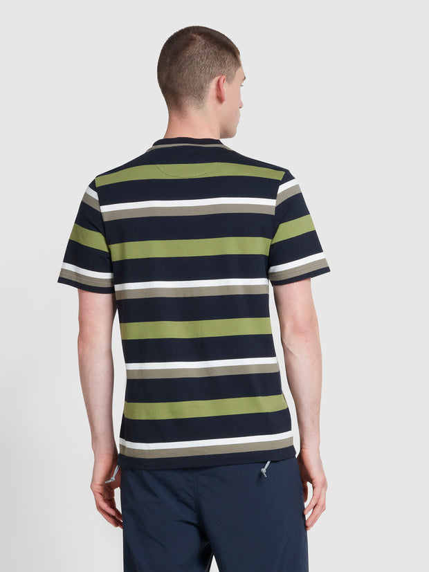 Caspar Regular Fit Stripe T-Shirt In True Navy