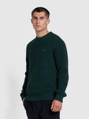 Hayes Tipped Crew Neck Jumper In Botanic Green