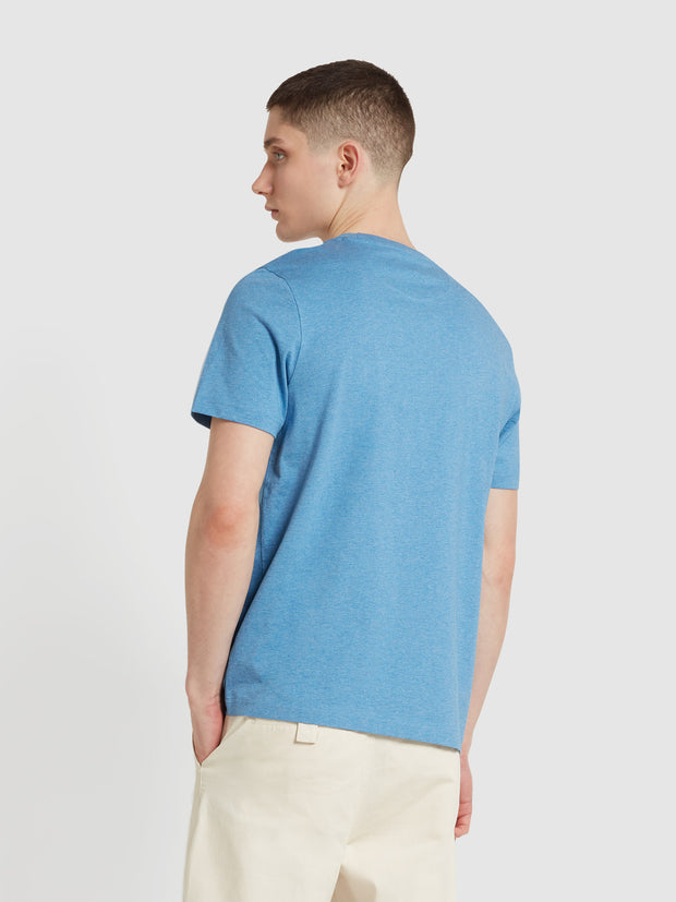 Danny Regular Fit Organic Cotton T-Shirt In Arctic Blue Marl