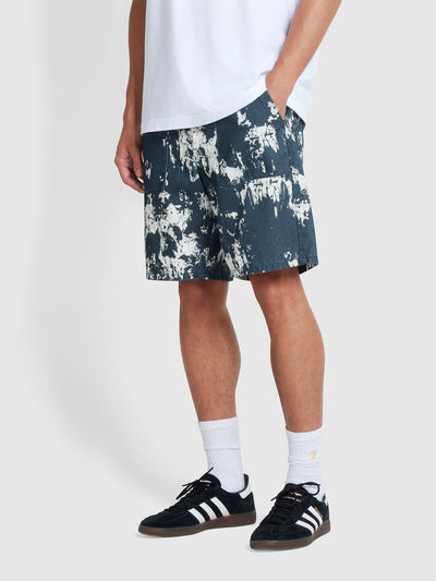 Sepel Patch Print Twill Shorts In True Navy