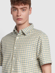 Emerson Casual Fit Organic Cotton Check Shirt In Pyramid Yellow