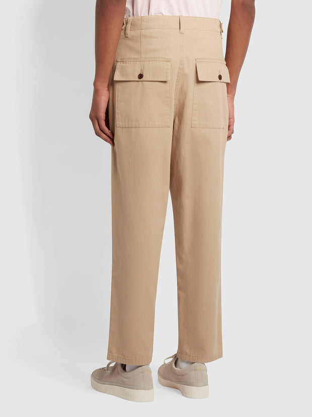 Hawtin Relaxed Fit Twill Trousers In Light Sand