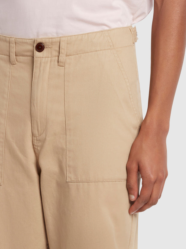 Hawtin Relaxed Fit Twill Trousers In Light Sand
