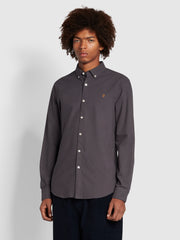 Brewer Slim Fit Organic Cotton Long Sleeve Shirt In Farah Grey