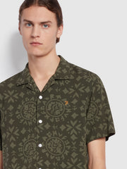 Dana Casual Fit Short Sleeve Revere Surf Print Shirt In Evergreen