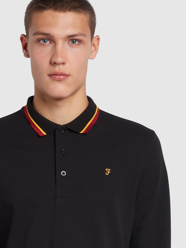 Freddie Slim Fit Organic Cotton Polo Shirt In Black