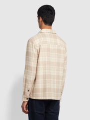 Marks Relaxed Fit Check Overshirt In Straw Beige