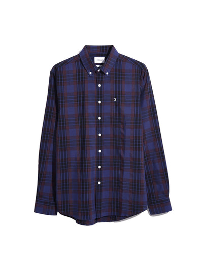 Crawford Check Long Sleeve Shirt In Archive Burgundy