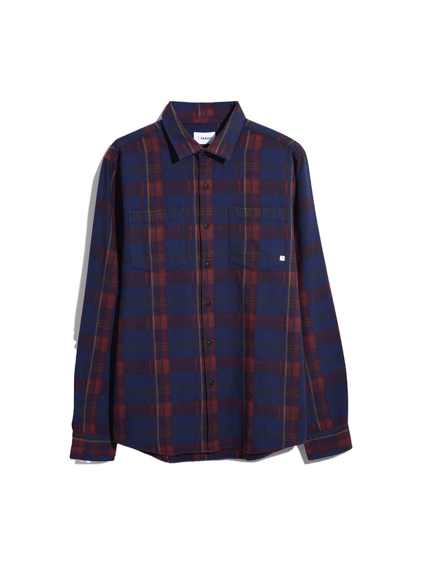 Baird Check Long Sleeve Shirt In Midnight Blue