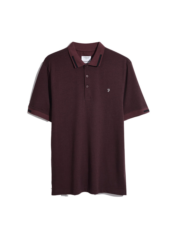 Lonnie Jaquard Short Sleeve Polo Shirt In Archive Burgundy