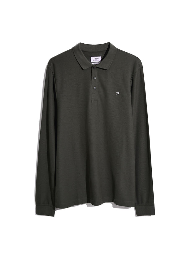 Newcastle Long Sleeve Polo Shirt In Dark Olive