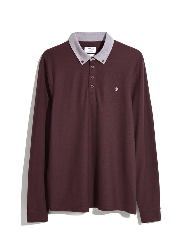 Tottenam Oxford Collar Long Sleeve Shirt In Archive Burgundy