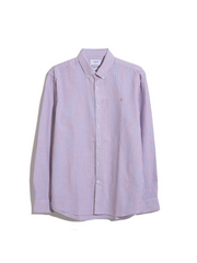 Brewer Casual Fit Stripe Organic Cotton Long Sleeve Shirt In Slate Purple