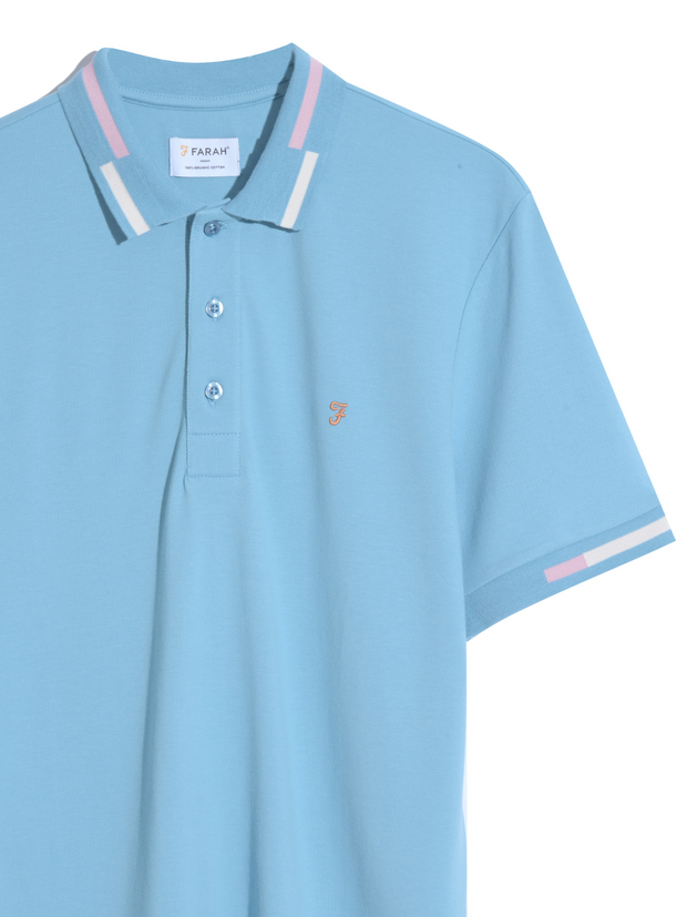Maxwell Tipping Short Sleeve Polo Shirt In Arctic Blue