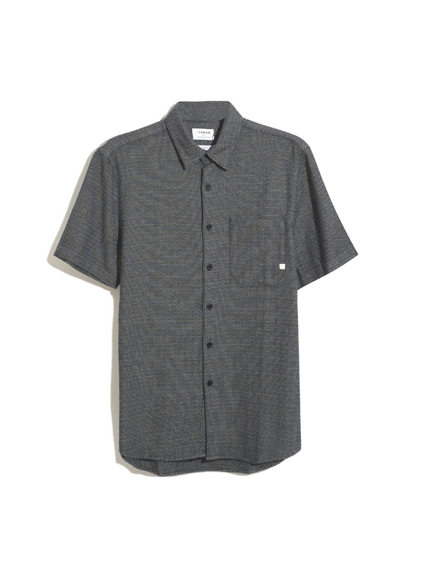 Denzie Jacquard Short Sleeve Shirt In True Navy