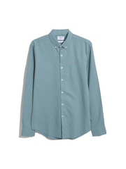 Brewer Slim Fit Organic Cotton Long Sleeve Shirt In Brook Blue