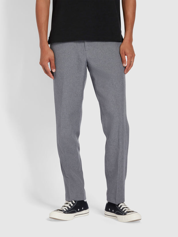 Marl Traditional Hopsack Trousers In Dark Grey
