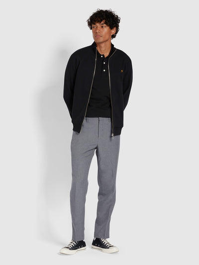 Marl Traditional Hopsack Trousers In Dark Grey