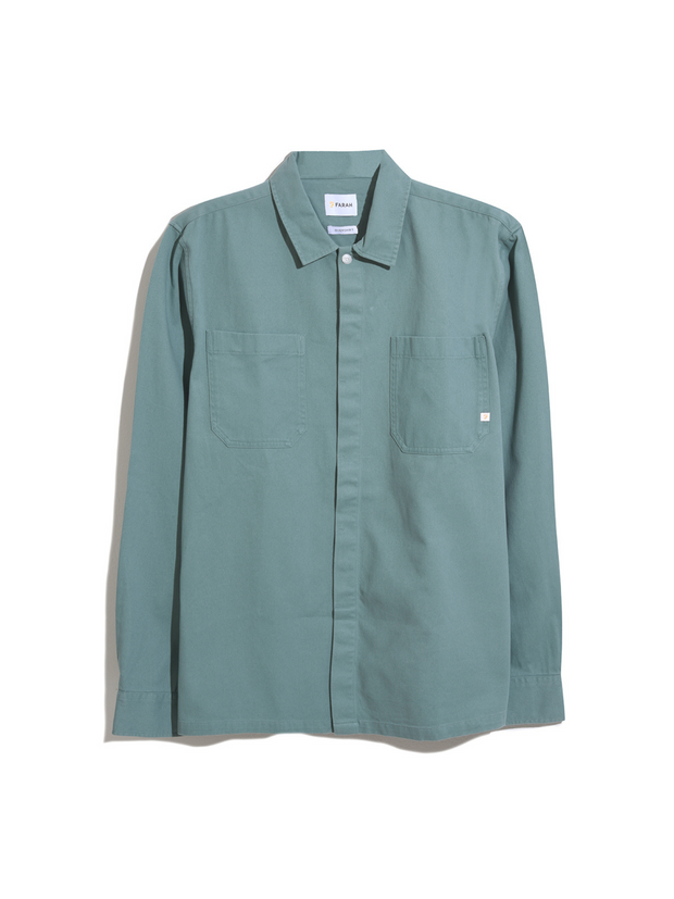 Leon Relaxed Fit Overshirt In Brook Blue