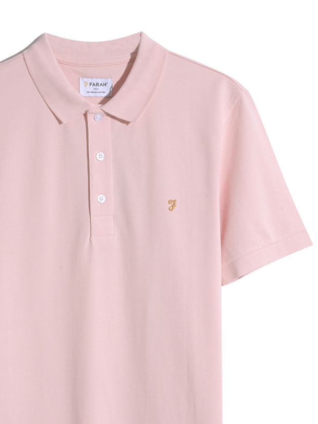 Blanes Organic Cotton Short Sleeve Polo Shirt In Powder Pink