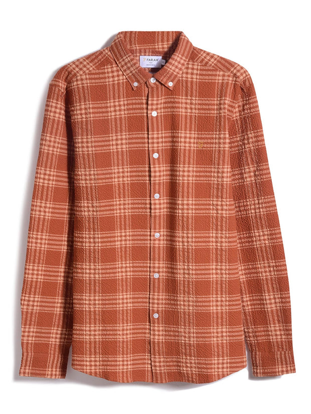 Wailer Check Long Sleeve Button Down Shirt In Raw Umber