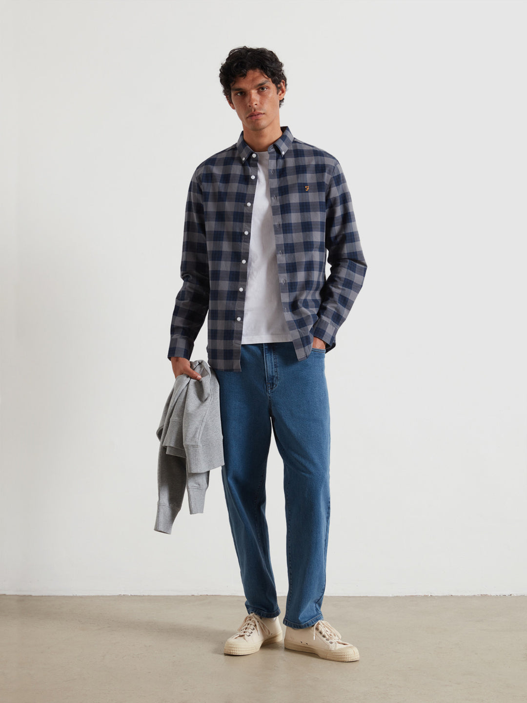 Jeans Uomo Farah Elm STR Denim Washed, Vestibilità Aderente, Colore Usato, 79% Cotone 20% Cotone Riciclato 1% Elastan