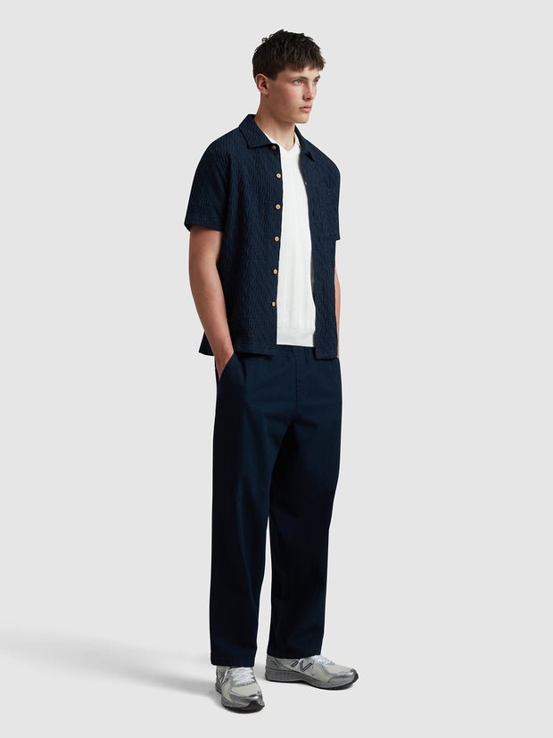 Greenport Loose Fit Canvas Trousers In True Navy