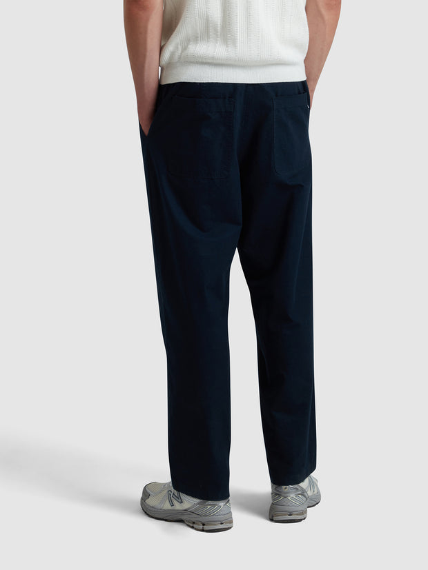 Greenport Loose Fit Canvas Trousers In True Navy