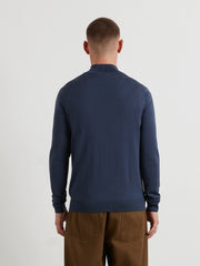 Redchurch Merino Wool Quarter Zip Sweater (Deep Blue) Back