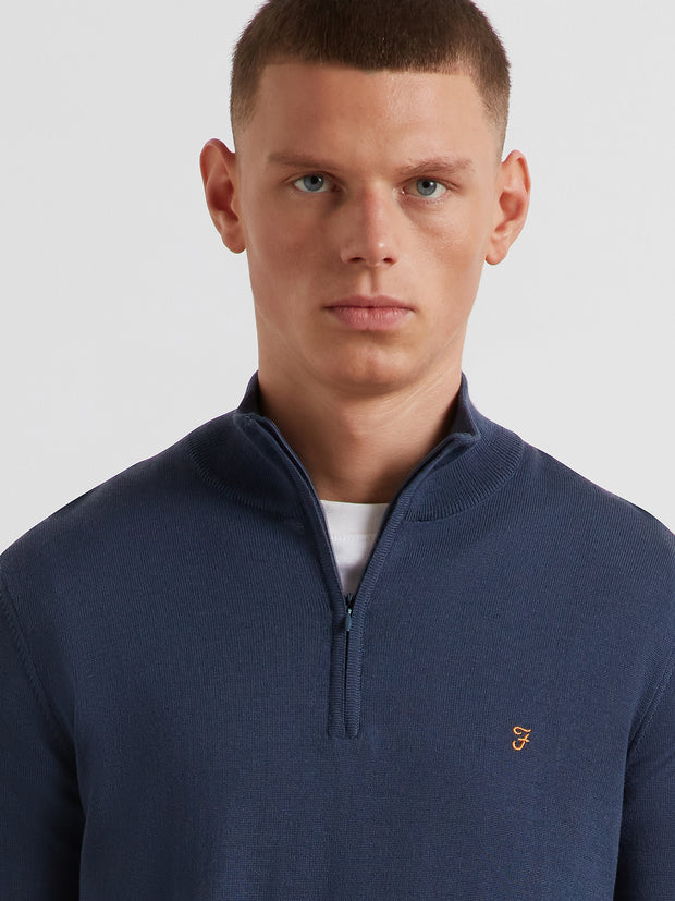 Redchurch Merino Wool Quarter Zip Sweater (Deep Blue) Detail