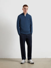 Redchurch Merino Wool Quarter Zip Sweater (Blue River) Styled