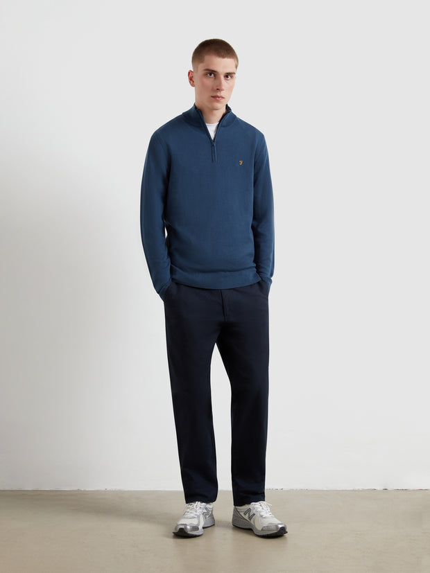 Redchurch Merino Wool Quarter Zip Sweater (Blue River) Styled