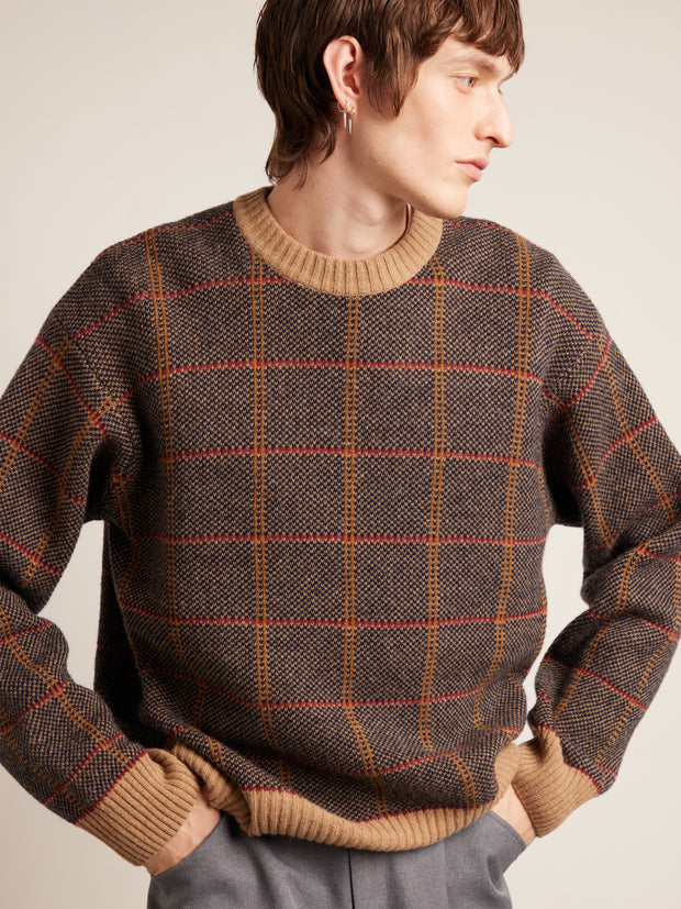 Tolentino Archive Check Sweater (Beige) Men's Detail 1